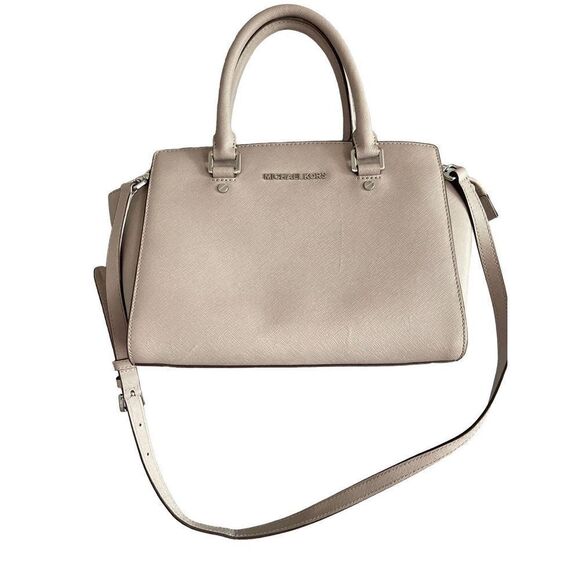 Michael Kors Selma Medium Satchel Crossbody Dark Dune Saffiano Leather - Picture 8 of 15